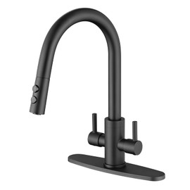 Kitchen Faucet, Kitchen Sink Faucet, 2 Handles Sink Faucet, Faucet, Kitchen Faucet Pull Down, Faucet with Sprayer, Bar Faucet, Stainless Steel, Matte Black, PAKING PB1047