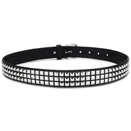 Tienyuu Studded Punk Rock Rivet Belt for Men & Women, Pyramid Metal Design with Silver Accents