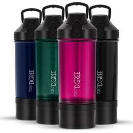 720°DGREE Fitness Shaker "uberShaker" - 550 ml - Premium Protein Shaker with Powder Compartment - Leak-Proof, BPA-Free - Shaker Cup, Mixing Cup for Creamy Protein Shakes, Gym, Workout, Nutrition