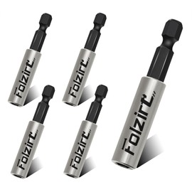Folzirt 60 mm strong magnetic quick change bit holder for cordless screwdriver, 5 pieces stainless steel bit extension for impact wrench, 1/4 inch hex shank bit holder, drywall bits attachment