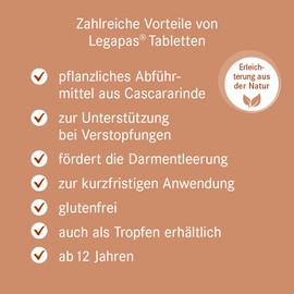 Pascoe® Legapas Tablets: Natural Laxative for Constipation - Promotes Intestinal Emptying - Made from Cascara Bind - Gluten Free (40 Tablets)