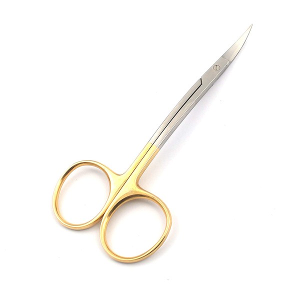 Scissors 4.5" Inch La Grange Curved Gold Plated Handle Dental Gum Scissors with Tungsten Carbide Edges Extra Sharp and Durable by Precise Canada