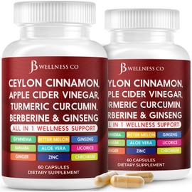 Ceylon Cinnamon, Turmeric, ACV, Ginseng, Aloe Vera, Berberine Plus Banaba, Ginger Root - 120 Capsules