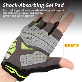 Souke Sports Cycling Gloves Men Women with Oil-Filled Gel Padding, Breathable Summer Half Finger Cycling Gloves for Mountain Bike, Road Bike, Fitness, Outdoor Sports (Green, L)