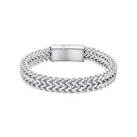 ChainsHouse Stainless Steel Franco Bracelet for Men, 10mm 21cm Curb Chain Bracelet Ideal Jewelry for Husband