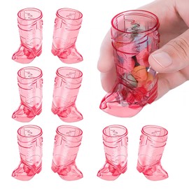 Bekecidi Pack of 9 Cowboy Boots Shot Glasses, Mini Western Cowboy Plastic Cups Reusable Cute Cups for Wedding Decorations Theme Party Accessories (Rose)