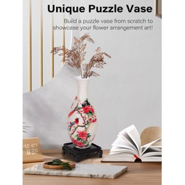 3D Puzzles for Adults, 160 Pieces 3D Puzzle Vase for Flowers, Unique Arts and Crafts for Adults, Unique Housewarning Gifts for Women & Men, Plastic Puzzle Vase for Home and Office Decor