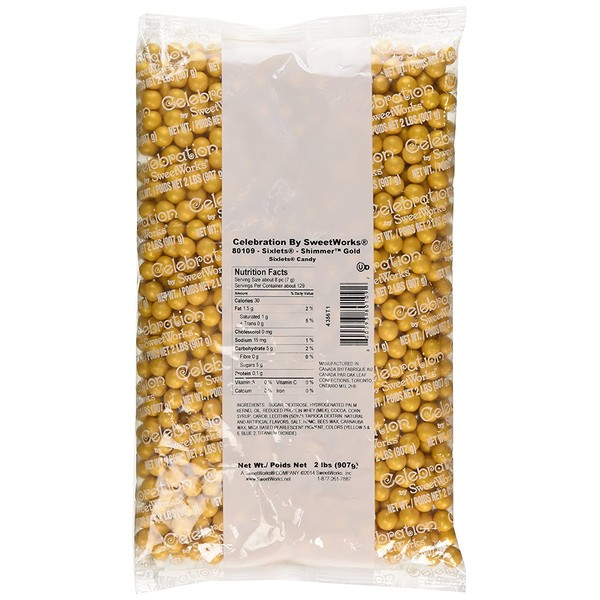 Sweetworks Sixlets Shimmer, Gold, 2 Pound