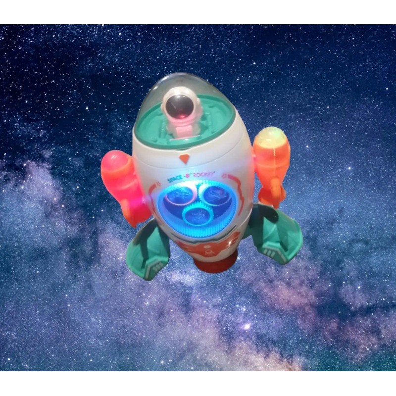 Cohete Espacial Y Astronauta De Juguete Baila, Luz Y Música