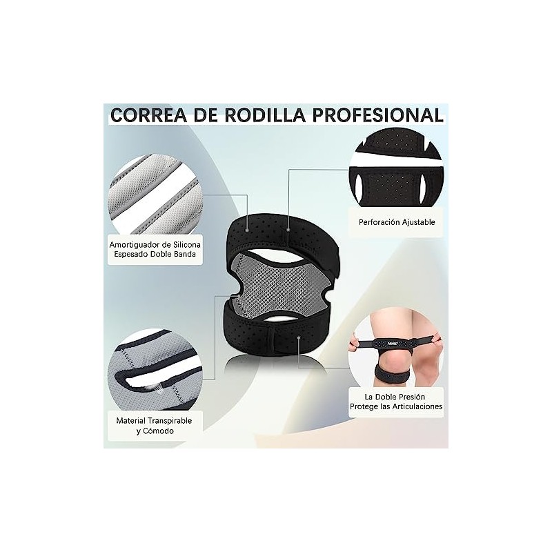 Rodillera con Soporte Doble para Rótula, 2 Piezas, Negro