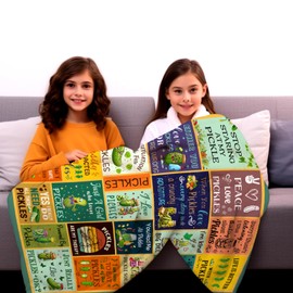 FOTSTA Pickle Blanket Gifts for Pickle Lovers Kids Funny Pickles Themed Plush Blankets Flannel Pickles Stuff Throw Blanket Gifts for Girls Boys Women Men Adults Bed Living Room Decorations 50"X40"