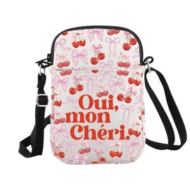 French Gift Oui Mon Cheri Makeup Bag French Mon Cheri Gift Cherry Pink Bow Cosmetic Bag (Oui Mon CR EU)