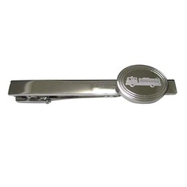 Kiola Designs Silver Toned Etched Oval Fire Truck Tie Clip