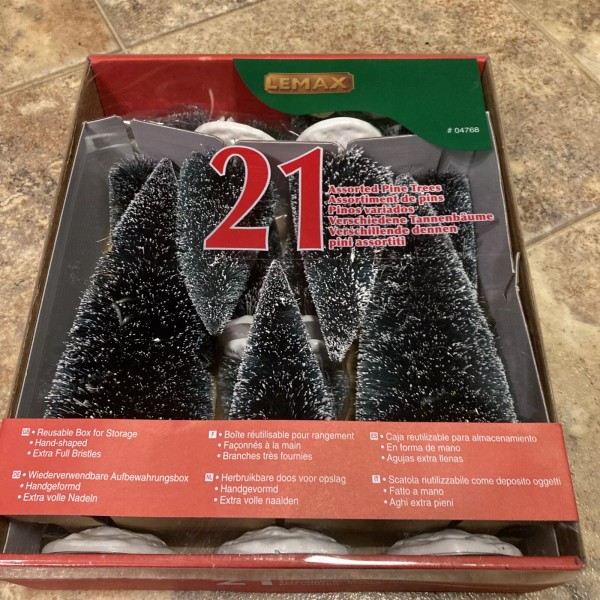 LEMAX Holiday Village 21 Piece Snowy Pine Trees Assorted Sizes-with