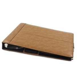 Office Werks Executive Check Binder with Calculator & Pen Included – 7 Ring Zippered Checkbook Portfolio, 9x13 Organizer Holds 200 Sheets (600 Checks), Brown