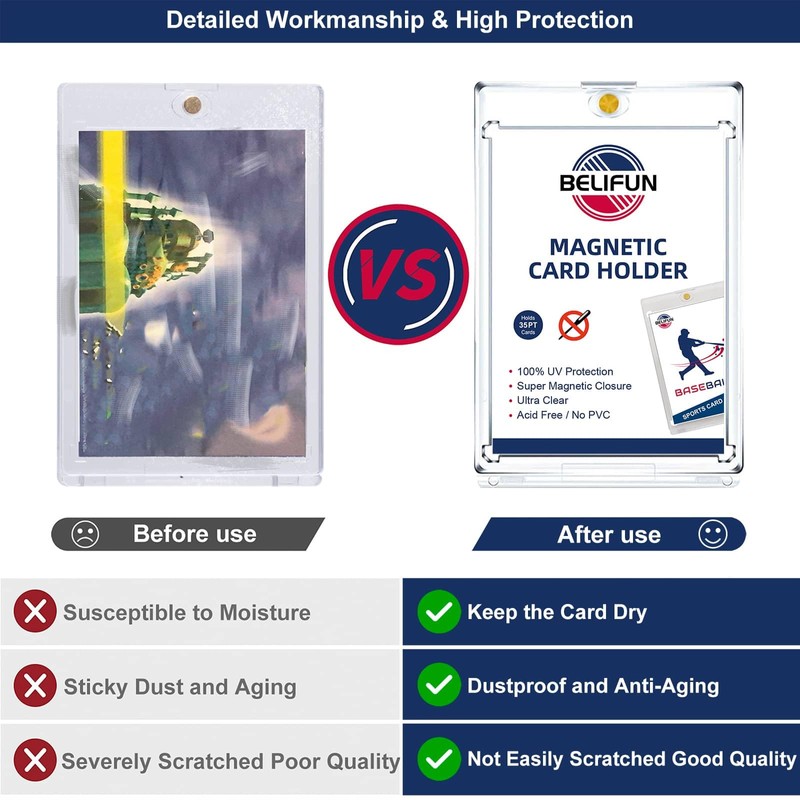 20-Pack One Touch Magnetic Card-Holders - 35PT Trading Card Holders,