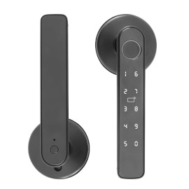 YFK Fingerprint Unlock Lock Tools Padlock Security Key Cutting Machine armor Plate APP Unlocking Door Smart Handle Lock Indoorcolor: Black