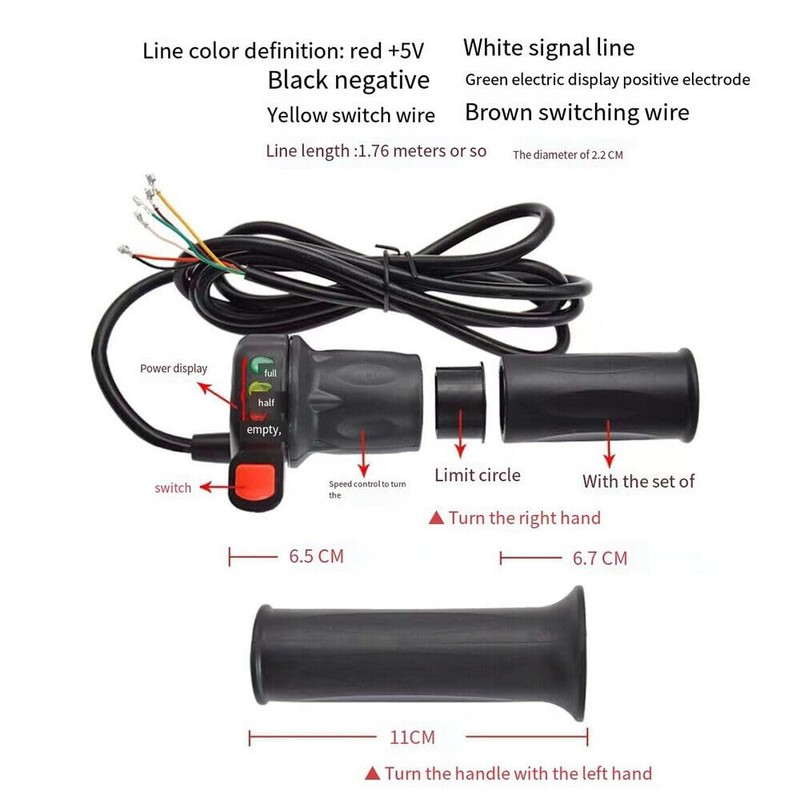 JOYSOG Electric Bike Throttle Grip, 36V/48V Electric Scooter Twist Speed