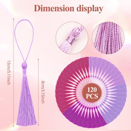 NACHLYNN Pack of 120 Bookmark Tassels 13 cm / 5 Inch Mini Tassels Purple Series Handmade Tassels for Jewellery Making Key Chain with Loops Dress Decoration DIY Craft Accessories