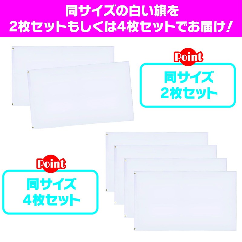 ZERONOWA Class Flag, Streamer Flag, White Plain, 3.5 x 5.9