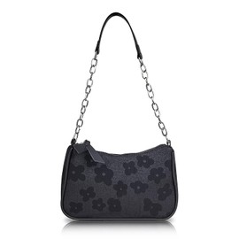 Energather Small Shoulder Bag, Shoulder Handbag Shoulder Bag Purse with Embroidery Pattern for Women, Shoulder Handbag Purse (black)