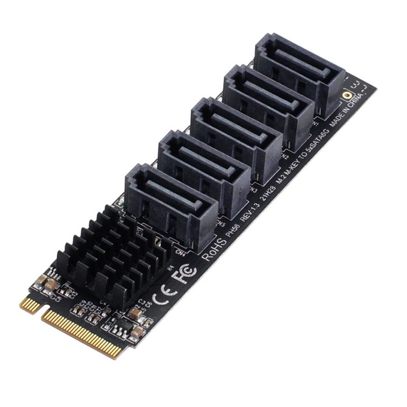 ChenYang 5 Ports M.2 to SATA Adapter, M Key NVME