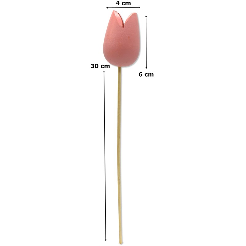 Wooden Tulip Decorative Stake 4 x 36 cm Pink Pack