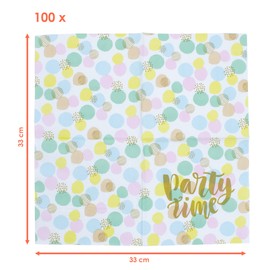 Servietten 100 Stück mit Aufdruck - Party Time - Tischdeko Papierservietten mit Spruch - Papier Tuch 3-lagig mit Text bedruckt für Geburtstag Taufe Jubiläum Feiern