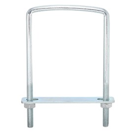 sourcing map Square U-Bolts, 1 Sets 102mm Inner Width 178mm Length 3/8" Zinc-Plated Carbon Steel U Clamp Bolt with Nuts and Plates, for Boat Trailer