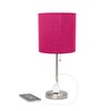 Simple Designs LT1144-PNK Sleek and Slender Brushed Steel Table Lamp