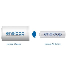 Panasonic BQ-BS2E8SA eneloop C Size Battery Adapters for Use with Ni-MH Rechargeable AA Battery Cells, 8 Pack