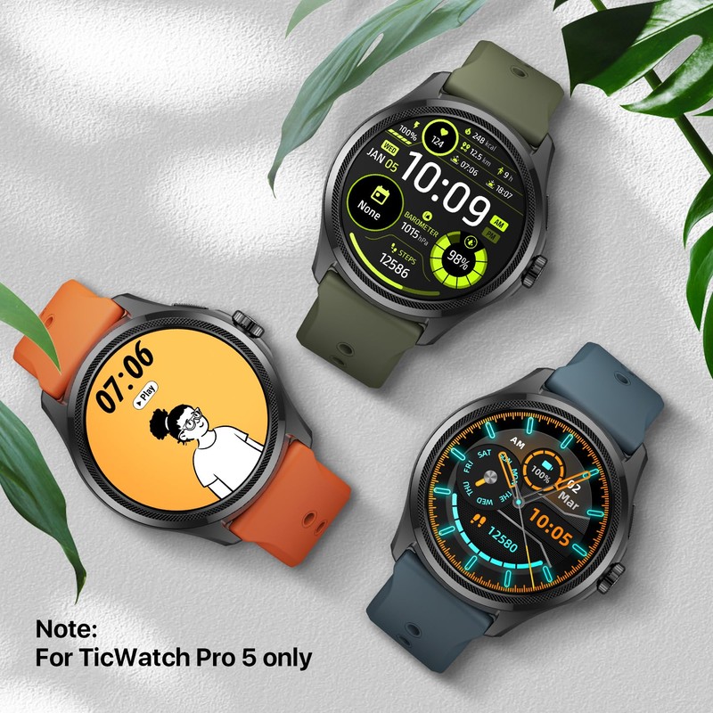 Ticwatch Pro 5 Smartwatch Band Replacement 24mm Width Silicone Watch