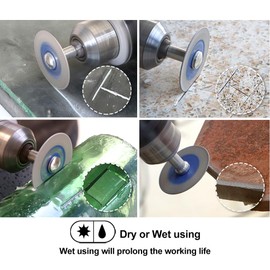 SHDIATOOL Diamond Glass Cutting Disc, 3pcs 50mm(2") Mini Diamond Saw Blades with 1pc 6mm Shank for Tile Ceramic Porcelain Marble Granite Artificial Stone on Drill Machine Pack of 2