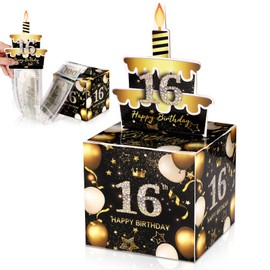 16th Birthday Money Box, 4.72 Inch Surprising Money Gift Box Money Roll Pull Out Surprising Box Money Box Cash Pull for Women Men Best Friend Birthday Anniversary