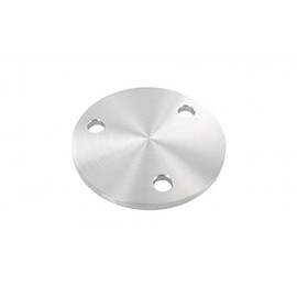edelstahlonline24 Round Diameter 100 mm with Bevel, Thickness 6 mm, with Three Diameter 11 mm Holes, Ground on One Side, with Round Cut, V2A Stainless Steel