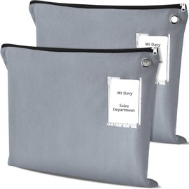 Humyoun 2 Pcs Interoffice Mailer Canvas Transit Sack Zipper Bag 18" x 14" Large Zipper Pouch with Grommet Interoffice Mail Bag (Gray)