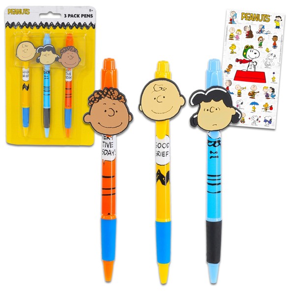 Peanuts Pens Gift Set - Bundle with 3 Charlie Brown