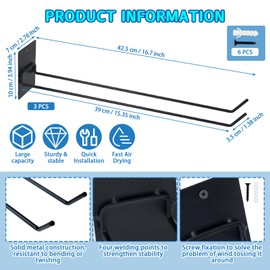 MUOUAKATE 3 Pcs Pool Float Storage Holder, 16.7 Inch Wall Mount Pool Float Organizer Storage Rack with Hangers for Swimming Ring, Towel, Tools & More Storage Indoor Outdoor Space-Saving