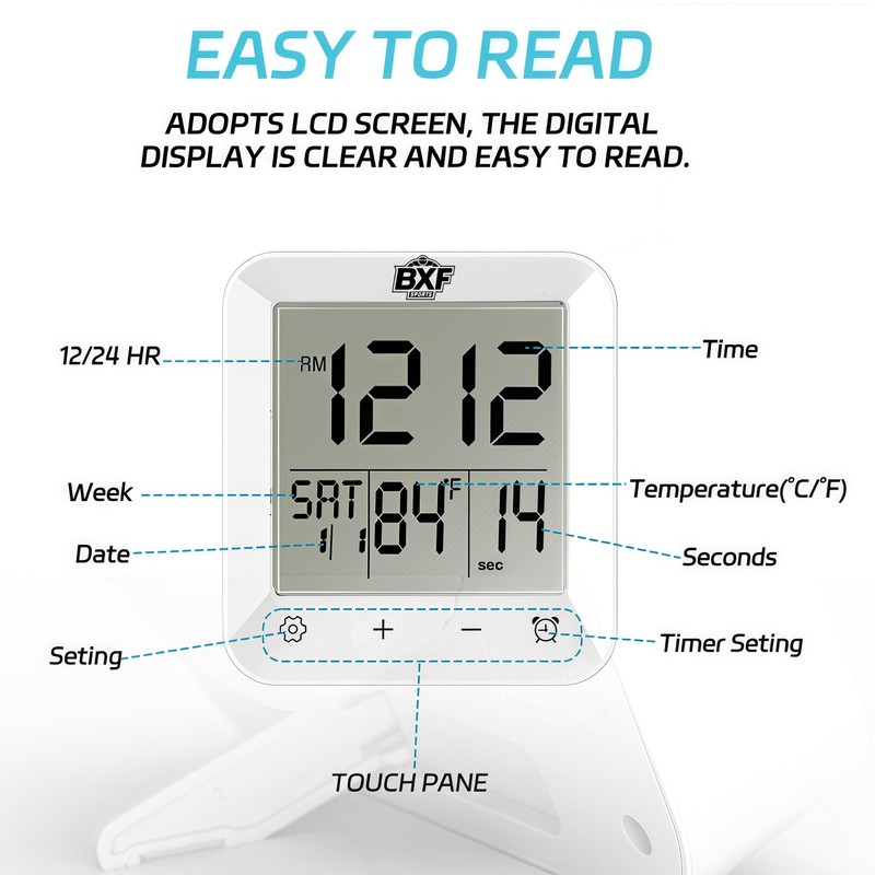 BXF SPORTS Digital Shower Clock Waterproof,Bathroom Extra Large LCD Screen