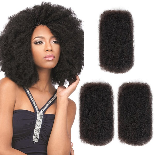 Style Icon 3 Bundles Afro Kinkys Bulk Human Hair (16"/16"/16", Natural Black) - Afro Twist Braiding Hair - Curly Hair Extensions Human Hair - Afro Bulk Braiding Hair for Dreadlocks - Loc Braiding Hair