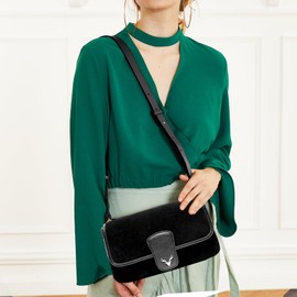 Suede Crossbody Bag Women Purse: Genuine Leather Suede Handbag for Women - Fashion Retro Shoulder Bag