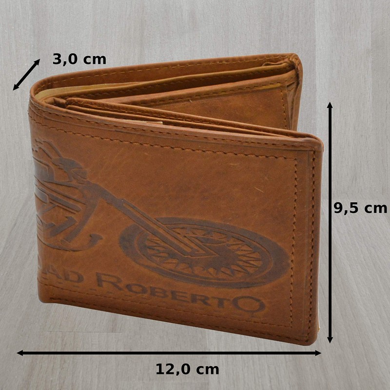 flevado Full Leather Wallet with RFID Protection Film Motorcycle Biker