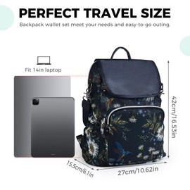 Fmeida Bag Backpack 2 in 1 Women's Backpack Laptop Anti-Theft Nylon Backpack Handbags Waterproof Shoulder Bag Casual Daypack Small Travel Backpack City Backpack for Women Girls, hummingbird