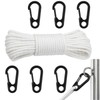 Flag Pole Rope, Professional Halyard Kit with 6 Clips, 20m