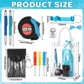 Leinuosen 6 Set Baby Shower Prizes for Men with Cleaning Cloth Bottle Opener Screwdriver Tape Measuring Keychain Multi Tool Pen Gift Bag Baby Shower Game Prizes for Winner(Blue,Classic Style)