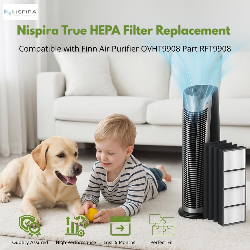 Nispira V-HEPA Replacement Filter Compatible with Finn Air Purifier OVHT9908