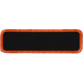 Ivamis Blank Name Tag Patch Orange Border- 3.5x1 inch - P4833