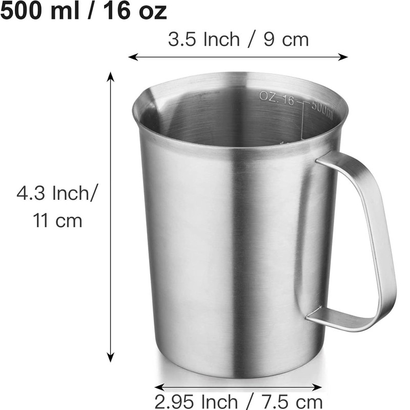 CURTA 18/8 Stainless Steel Measuring Cup with Handle and Pour