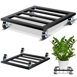 Taiyin 20 Inch Metal Plant Stand with Lockable Wheels Heavy Duty Rolling Plant Stand 350lb Square Plant Roller Base Potted Plant Dolly for Outdoor Indoor Patio Planter Large Succulent Flower Pot Cart