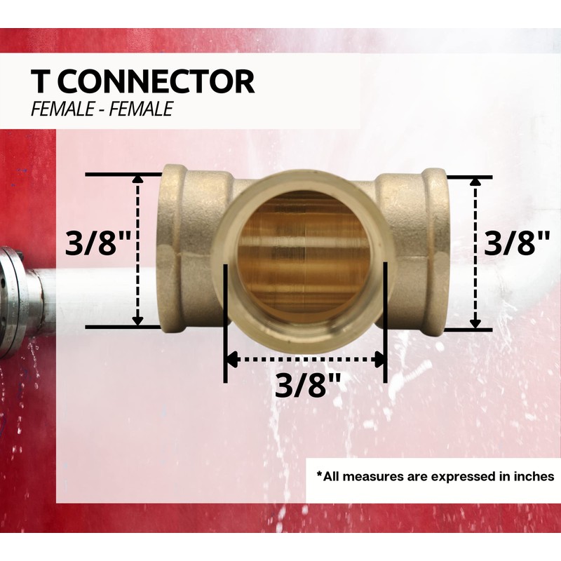 DOJA Barcelona Brass T-Piece Tee Fitting, 3/8" for Irrigation &